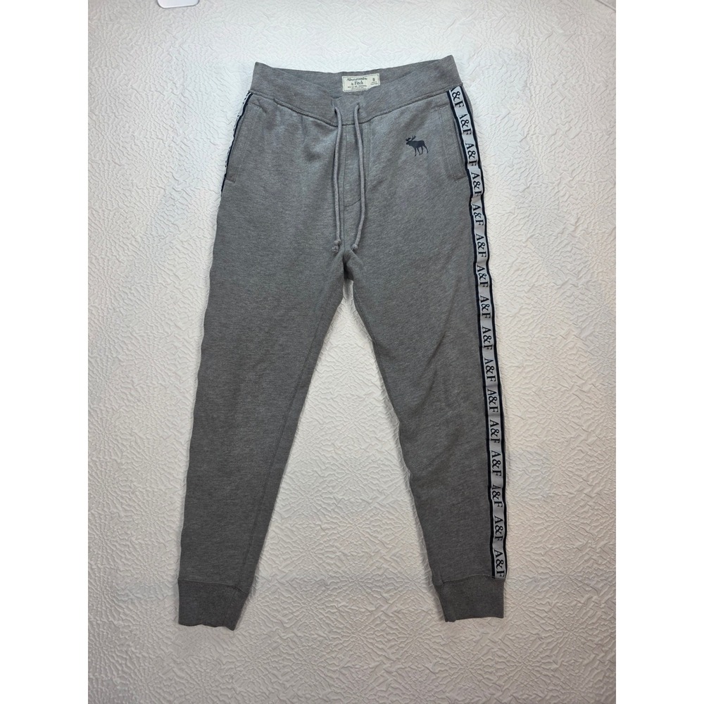 Abercrombie & Fitch Vintage Y2K Gray Logo Tape Joggers Fleece Sweatpants Size S